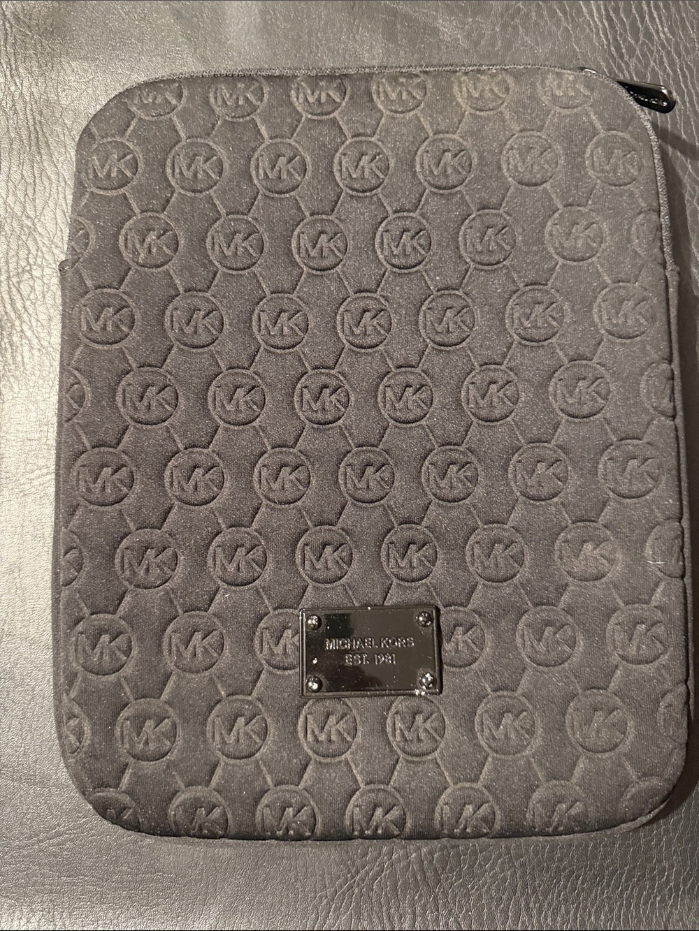 Michael Kors Charcoal Quilted MK Logo Tech Sleeve